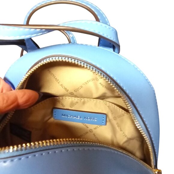 Michael Kors NEW S. Pacific Blue Jaycee Leather XS Convertible Backpack NWT $398 - Picture 4 of 9